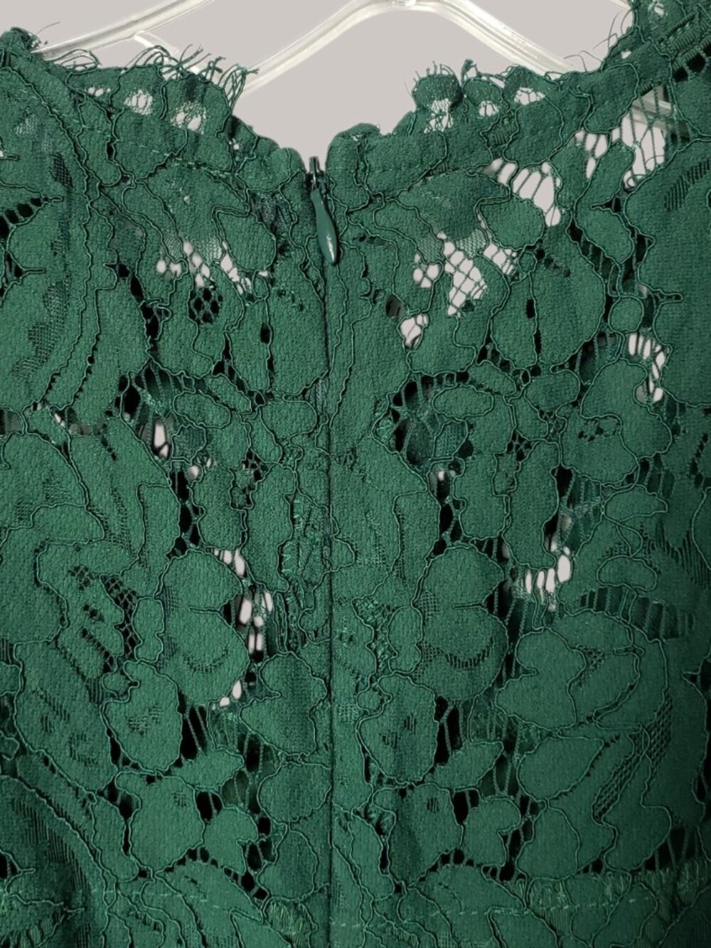 Merokeety Womens Lace Sheath Midi Dress Scalloped Hem Emerald Green Small - Picture 12 of 15
